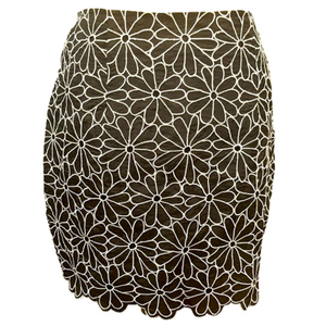 Vintage Vivienne Tam Embroidered Eyelet Lace Daisy Nylon mini skirt Sz 1 S